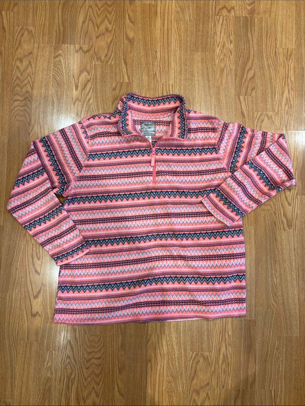 Women's Pink Patterned Quarter-Zip Pullover Victory Outfitters 2x